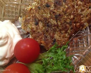 Капустно-грибные оладьи с отрубями