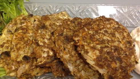 капустно-грибные оладьи с отрубями