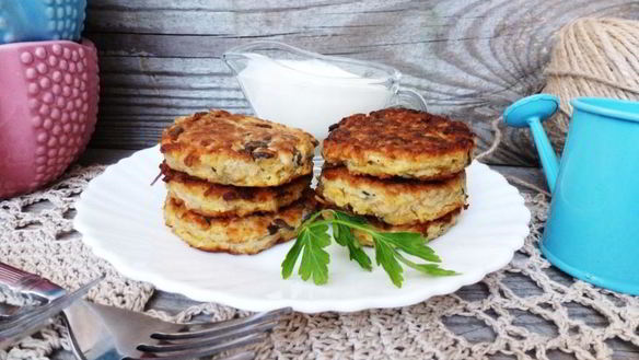 Рецепт Овощные оладьи с шампиньонами