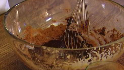 шоколадные оладушки со взбитыми сливками