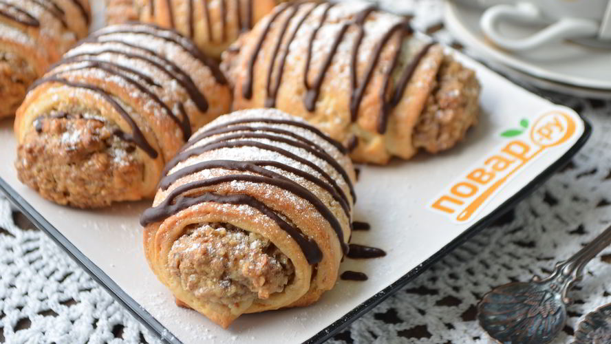 Рецепт ореховые рулетики из творожного теста