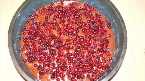 черно-белый пирог с брусничной прослойкой