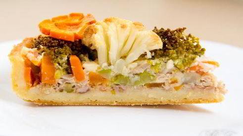 картофельный киш с овощами и мясом