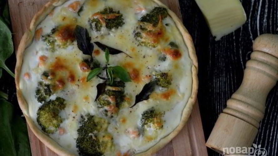 Рецепт киш с красной рыбой и брокколи