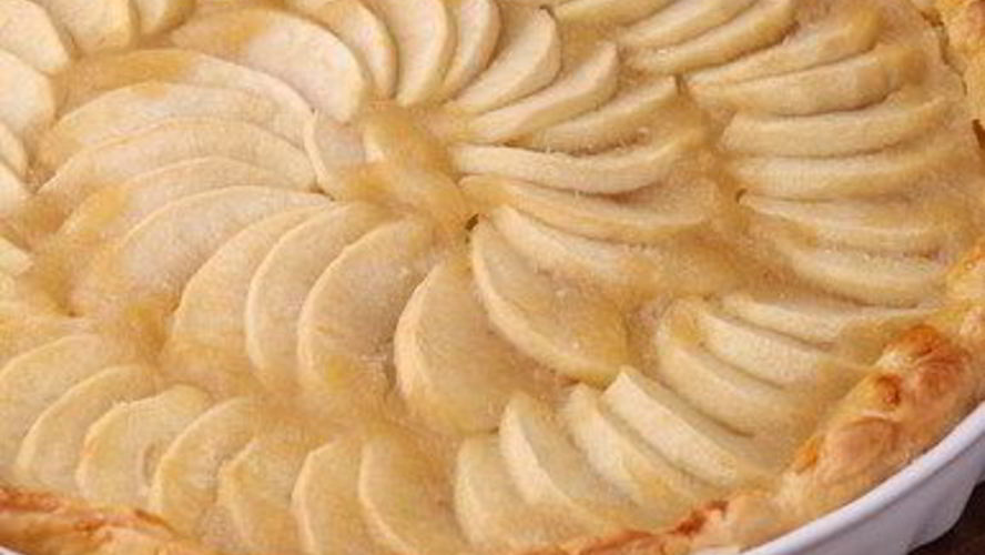 Рецепт открытый пирог с яблоками в карамели