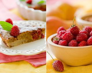 Пирог из груши, малины и миндаля