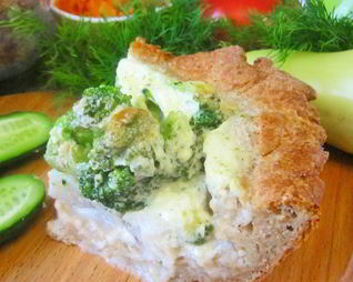 Пирог с рыбой и брокколи на творожном тесте