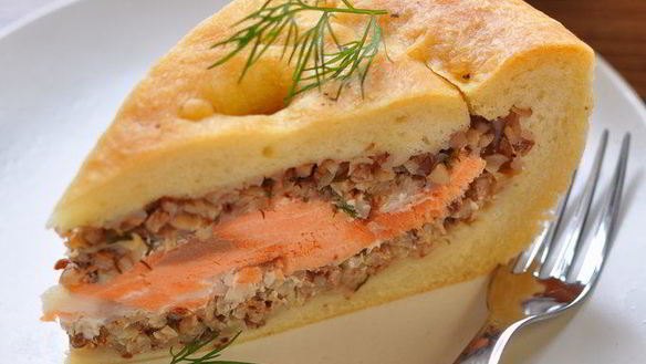 Рецепт Постный пирог с гречкой и семгой