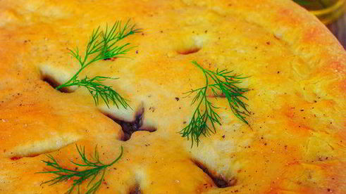 постный пирог с гречкой и семгой