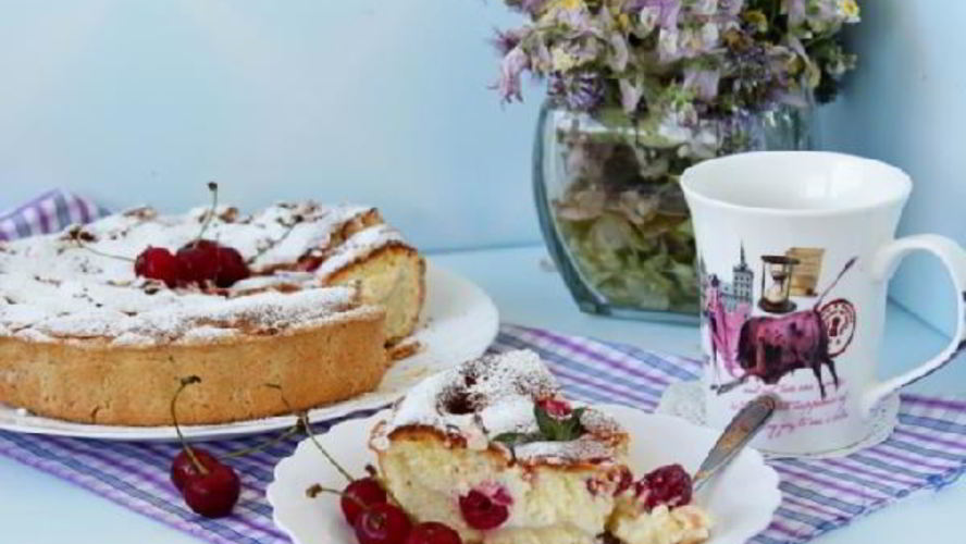 Рецепт творожный пирог с вишней