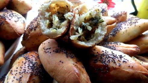 мини-пирожки с капустой, сельдереем, шпинатом и сыром