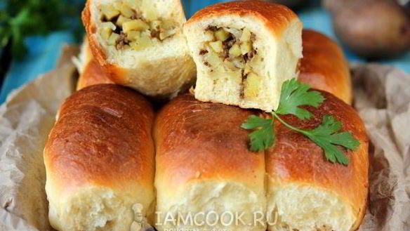 Рецепт Пирожки печеные с жареной картошкой и печенью