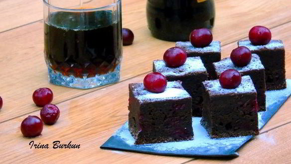 Рецепт Брауни с вишней на темном пиве