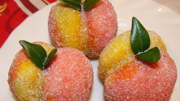 Рецепт Пирожное Персики со сметанным кремом