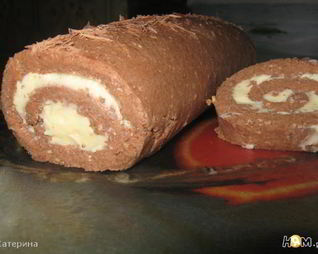 Творожное пирожное-рулет без выпечки
