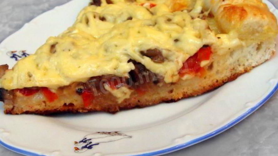 Рецепт грибная пицца с сырным бортиком