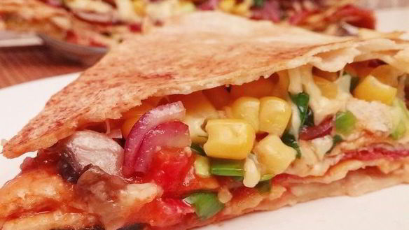 Рецепт Многослойная экспресс-пицца на сковороде