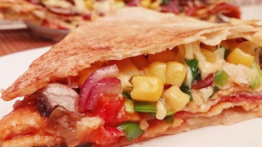 Рецепт многослойная экспресс-пицца на сковороде