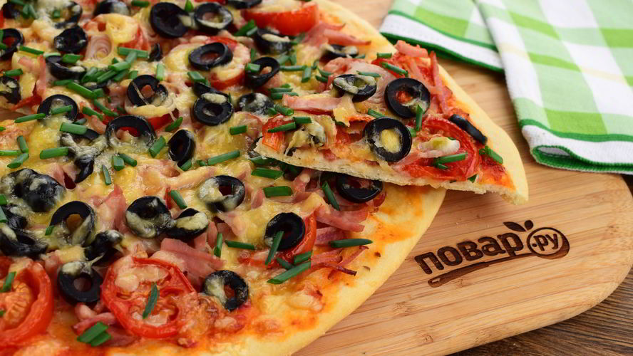 Рецепт пицца домашняя с колбасой