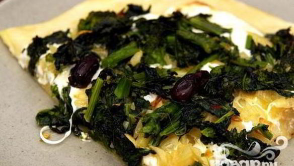 Рецепт Пицца с брокколи, луком и маслинами