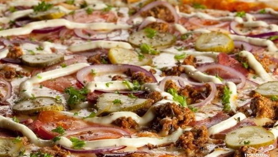 Рецепт пицца с грибами и огурцами