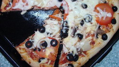 пицца с курицей и грибами