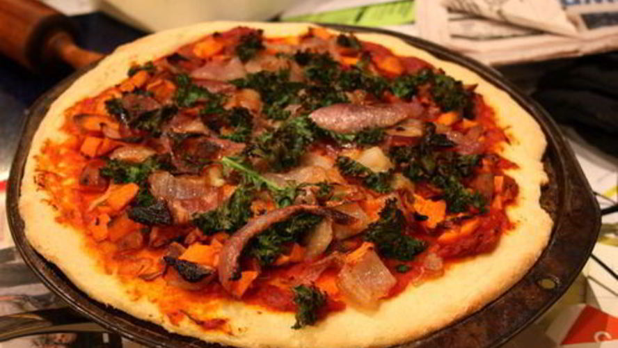 Рецепт пицца с листовой капустой и бататом