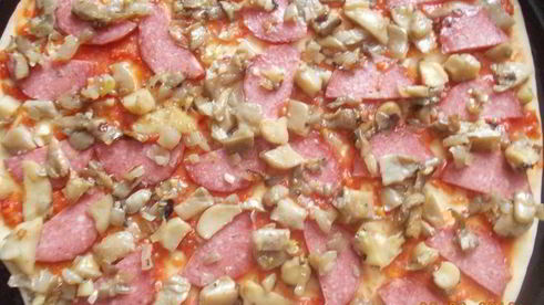 пицца с салями и грибами