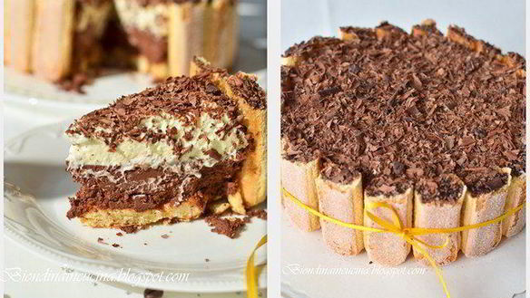 Рецепт Шарлотка с шоколадно-малиновым муссом и воздушным ванильным кремом