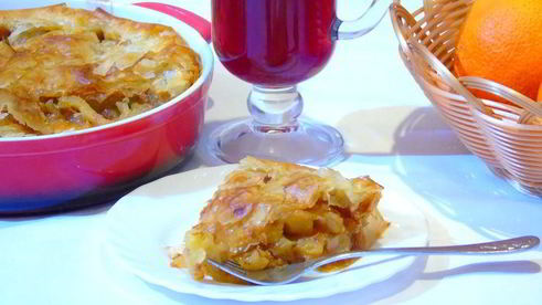 яблочно-карамельный пирог с тестом фило