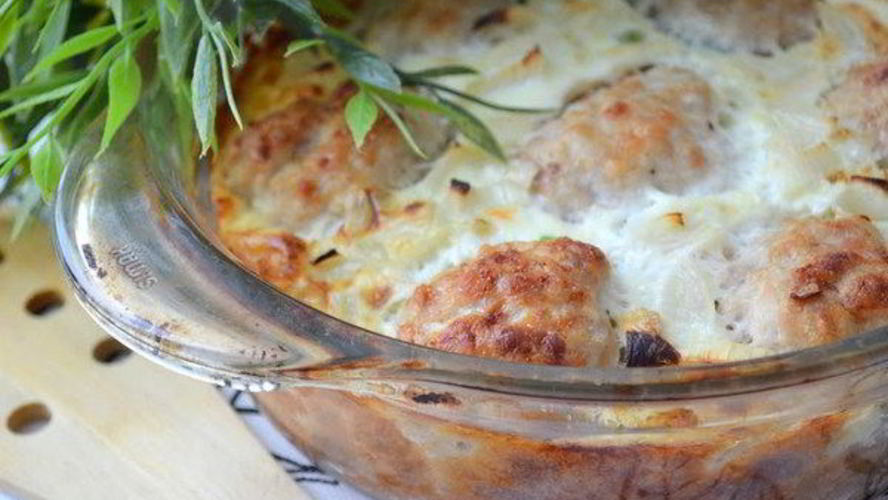 Рецепт рисовая запеканка с куриными шариками