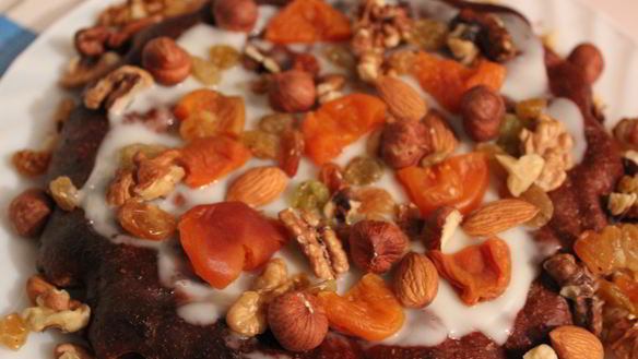 Рецепт Творожная запеканка с изюмом и курагой