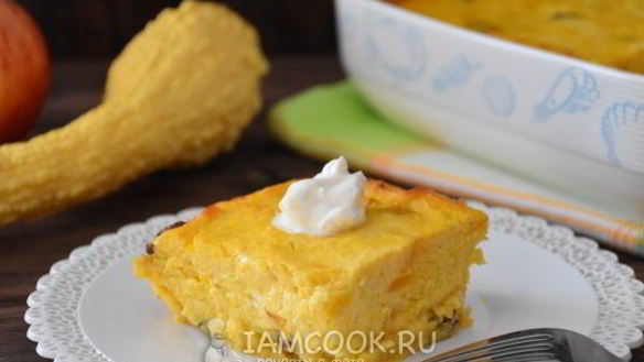 Рецепт Творожная запеканка с тыквой и яблоками