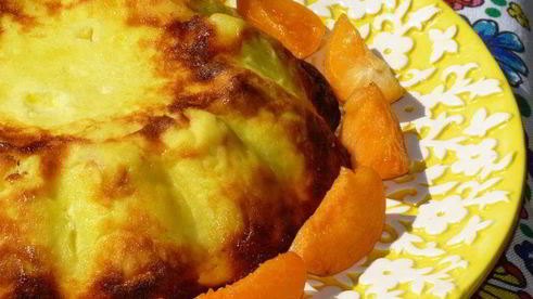 творожная запеканка-суфле с абрикосами