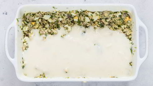 запеканка из копченой рыбы и брынзы