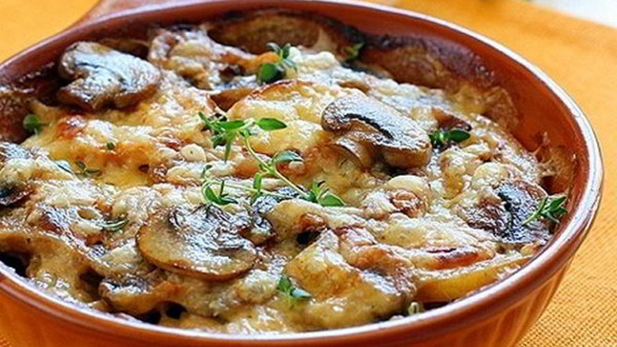 Рецепт запеканка из куриного филе с шампиньонами