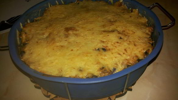 Рецепт Запеканка из макарон и куриных сердечек