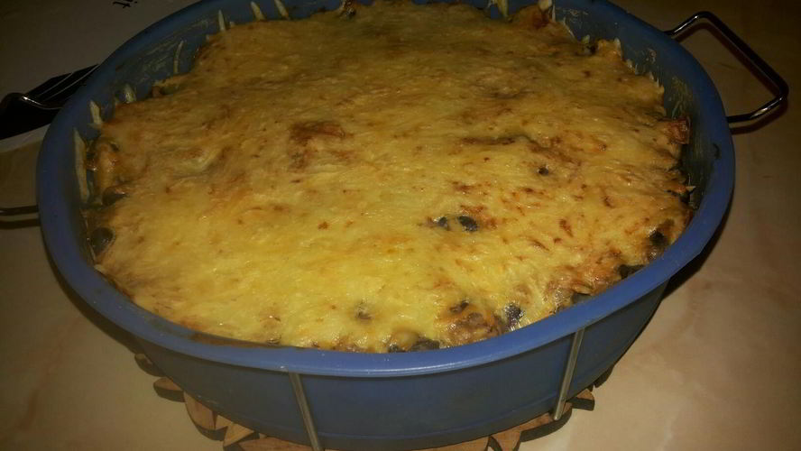 Рецепт запеканка из макарон и куриных сердечек