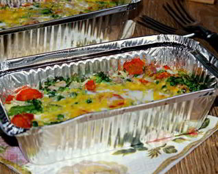 Запеканка из риса и овощей с нежной копчено-вареной грудинкой