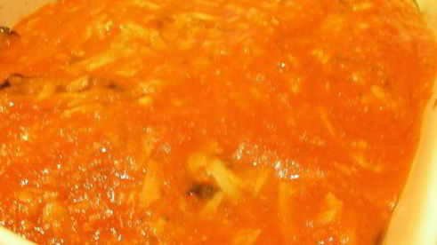 запеканка с баклажанами, грибами и моцареллой