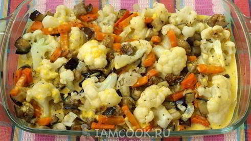 запеканка с баклажанами и цветной капустой