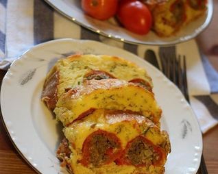 Запеканка с фаршированными помидорами