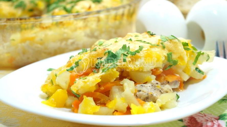 Рецепт запеканка с курицей и тыквой в духовке