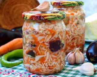 Баклажаны с капустой на зиму