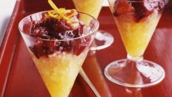 Рецепт Апельсиновая гранита с ягодным джемом