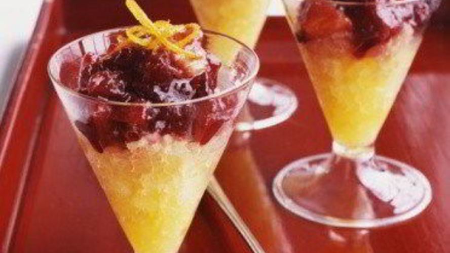 Рецепт апельсиновая гранита с ягодным джемом