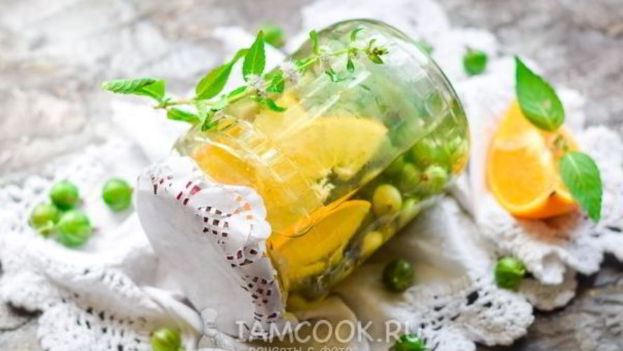 Рецепт компот из крыжовника с апельсином