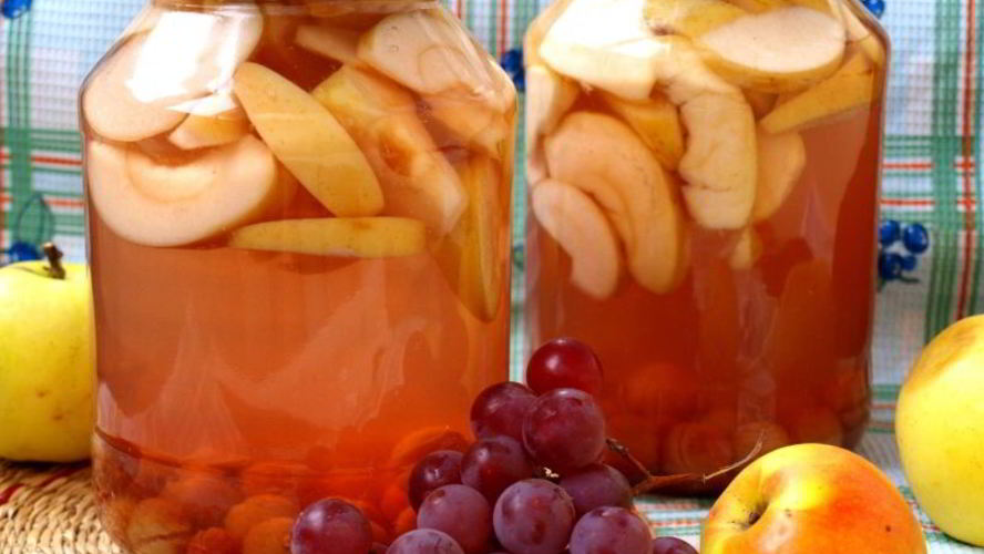 Рецепт компот из яблок с виноградом на зиму