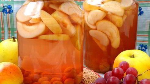 компот из яблок с виноградом на зиму