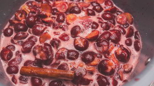 миндальный крем с вишневым компотом